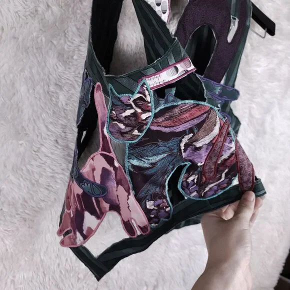 Handmade Patchwork Cat Vest Cutout Quilt Colorful Cats - Picture 9 of 9